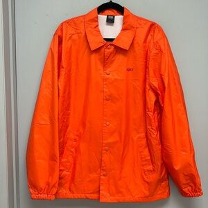 Obey Men’s Snap Closure Coaches Jacket -Orange Size Large